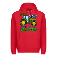Red just a boy who loves tractors Premium Hoodie - Zillion Design Studio