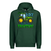 Sports Green just a boy who loves tractors Premium Hoodie - Zillion Design Studio