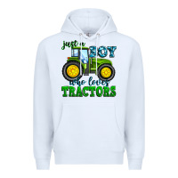 White just a boy who loves tractors Premium Hoodie - Zillion Design Studio