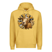 Antique Gold sunflower with goat Premium Hoodie - RanaPortraitStore