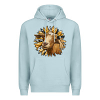 Blue Mist sunflower with goat Premium Hoodie - RanaPortraitStore