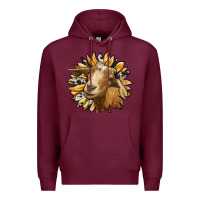 Burgundy sunflower with goat Premium Hoodie - RanaPortraitStore