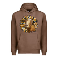Chestnut sunflower with goat Premium Hoodie - RanaPortraitStore