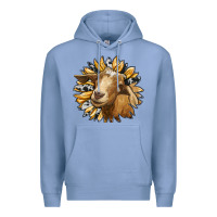 Colony Blue sunflower with goat Premium Hoodie - RanaPortraitStore