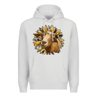 Dove Grey sunflower with goat Premium Hoodie - RanaPortraitStore