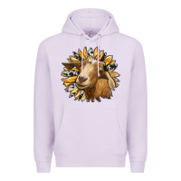 Lilac sunflower with goat Premium Hoodie - RanaPortraitStore