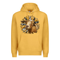 Mustard sunflower with goat Premium Hoodie - RanaPortraitStore
