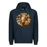 Navy sunflower with goat Premium Hoodie - RanaPortraitStore
