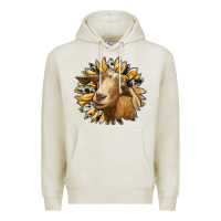 Oatmeal Heather sunflower with goat Premium Hoodie - RanaPortraitStore