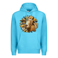 Ocean Blue sunflower with goat Premium Hoodie - RanaPortraitStore
