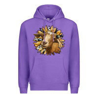 Purple sunflower with goat Premium Hoodie - RanaPortraitStore