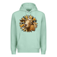 Seafoam sunflower with goat Premium Hoodie - RanaPortraitStore