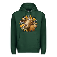 Sports Green sunflower with goat Premium Hoodie - RanaPortraitStore