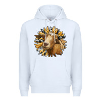 White sunflower with goat Premium Hoodie - RanaPortraitStore