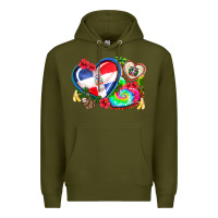 Army Green western leopard  dominican republic  hearts Premium Hoodie - AdoDesignShop
