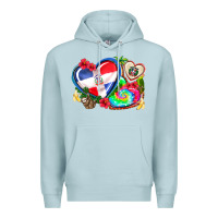 Blue Mist western leopard  dominican republic  hearts Premium Hoodie - AdoDesignShop