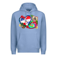 Colony Blue western leopard  dominican republic  hearts Premium Hoodie - AdoDesignShop