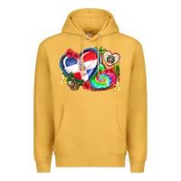Mustard western leopard  dominican republic  hearts Premium Hoodie - AdoDesignShop