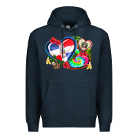Navy western leopard  dominican republic  hearts Premium Hoodie - AdoDesignShop
