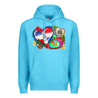 Ocean Blue western leopard  dominican republic  hearts Premium Hoodie - AdoDesignShop