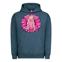 Pigment Midnight Navy pink sunflower pig Urban Hoodie - RanaPortraitStore