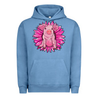 Pigment Pebble Blue pink sunflower pig Urban Hoodie - RanaPortraitStore