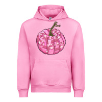 Fuchsia Pink pink pumpkin with breast cancer ribbons Urban Hoodie - RanaPortraitStore