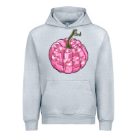 Heather Grey pink pumpkin with breast cancer ribbons Urban Hoodie - RanaPortraitStore