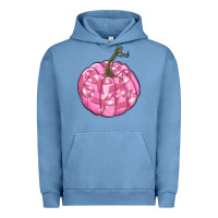 Pigment Pebble Blue pink pumpkin with breast cancer ribbons Urban Hoodie - RanaPortraitStore