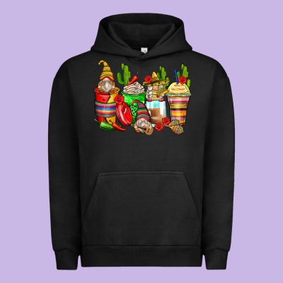 Mexican Gnomes Coffee Cups Urban Hoodie Designed By Zillion Design Studio