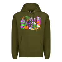 Army Green Halloween Nurse Coffee Cups Premium Hoodie - texasbilliewilder