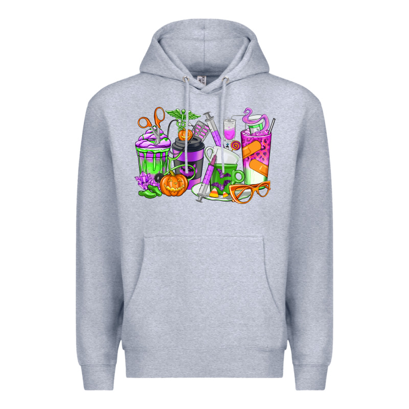 Halloween Nurse Coffee Cups Premium Hoodie by texasbilliewilder | Teevron