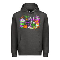 Charcoal Heather Halloween Nurse Coffee Cups Premium Hoodie - texasbilliewilder