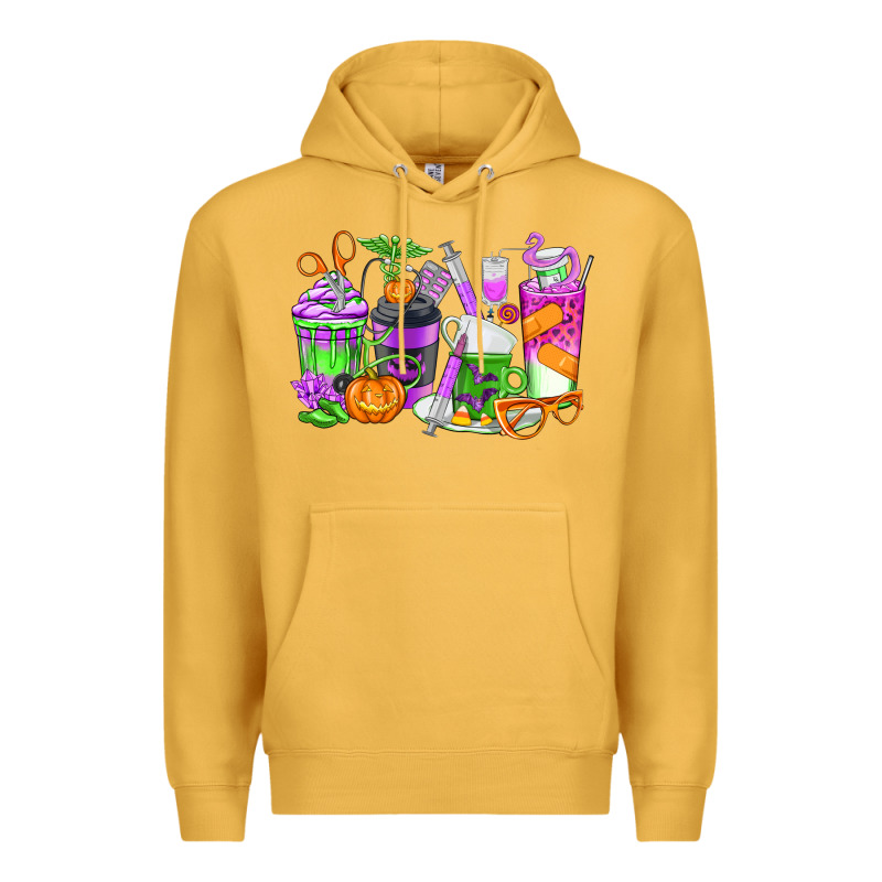 Halloween Nurse Coffee Cups Premium Hoodie by texasbilliewilder | Teevron