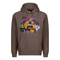 Coffee Halloween School Bus Premium Hoodie - texasbilliewilder