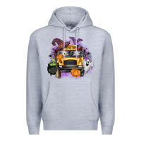 Heather Grey Halloween School Bus Premium Hoodie - texasbilliewilder