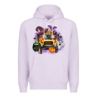 Lilac Halloween School Bus Premium Hoodie - texasbilliewilder