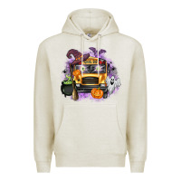 Oatmeal Heather Halloween School Bus Premium Hoodie - texasbilliewilder