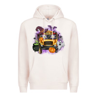 Pale Pink Halloween School Bus Premium Hoodie - texasbilliewilder
