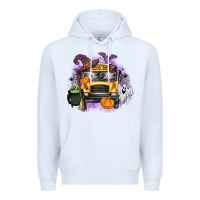White Halloween School Bus Premium Hoodie - texasbilliewilder