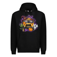 Black Halloween School Bus Premium Hoodie - texasbilliewilder