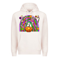 Pale Pink Halloween Rainbow Premium Hoodie - texasbilliewilder