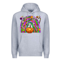 Heather Grey Halloween Rainbow Premium Hoodie - texasbilliewilder