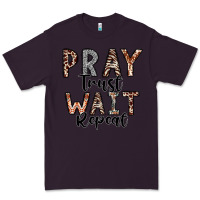 Plum Pray Trust Wait Repeat Premium Tee - CowhideDigitalArt