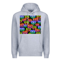 Heather Grey Halloween Pumpkins Premium Hoodie - texasbilliewilder