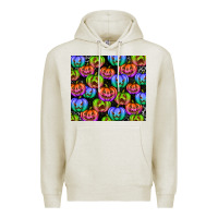 Oatmeal Heather Halloween Pumpkins Premium Hoodie - texasbilliewilder
