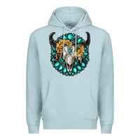 Blue Mist gamestone with bull skull Premium Hoodie - RanaPortraitStore