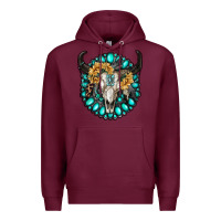 Burgundy gamestone with bull skull Premium Hoodie - RanaPortraitStore