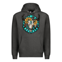 Charcoal Heather gamestone with bull skull Premium Hoodie - RanaPortraitStore