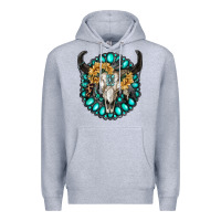 Heather Grey gamestone with bull skull Premium Hoodie - RanaPortraitStore